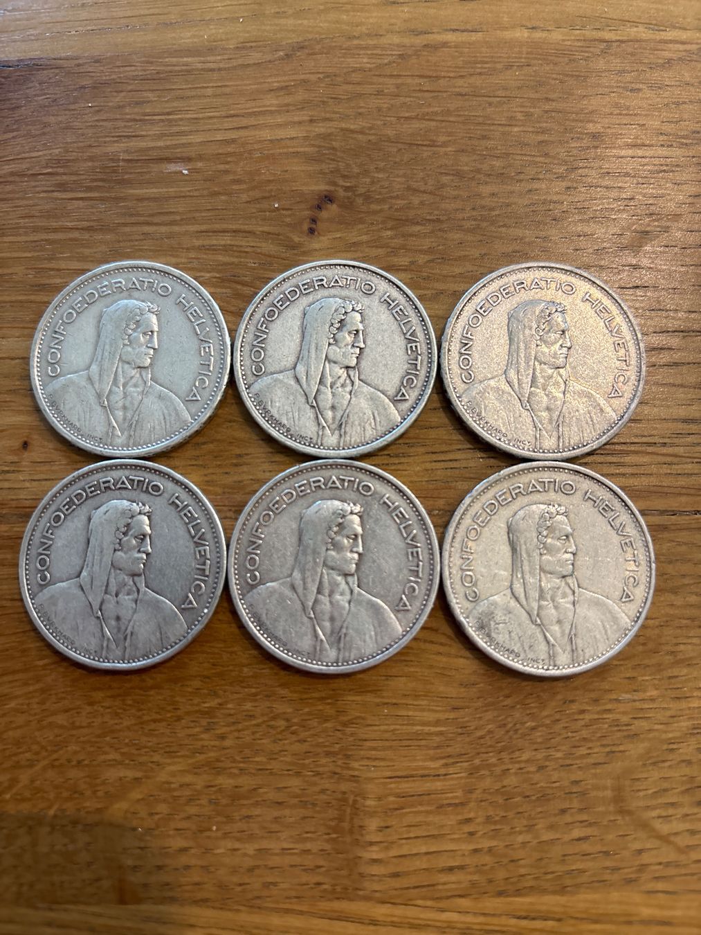 Tutti le monete: 6 x 5 Franken Silber 1931-1940 – Usato da Guntershausen venduto da Herbie8357 1
