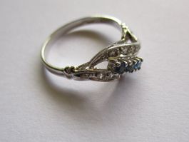 Bague argent 800 saphirs zircons