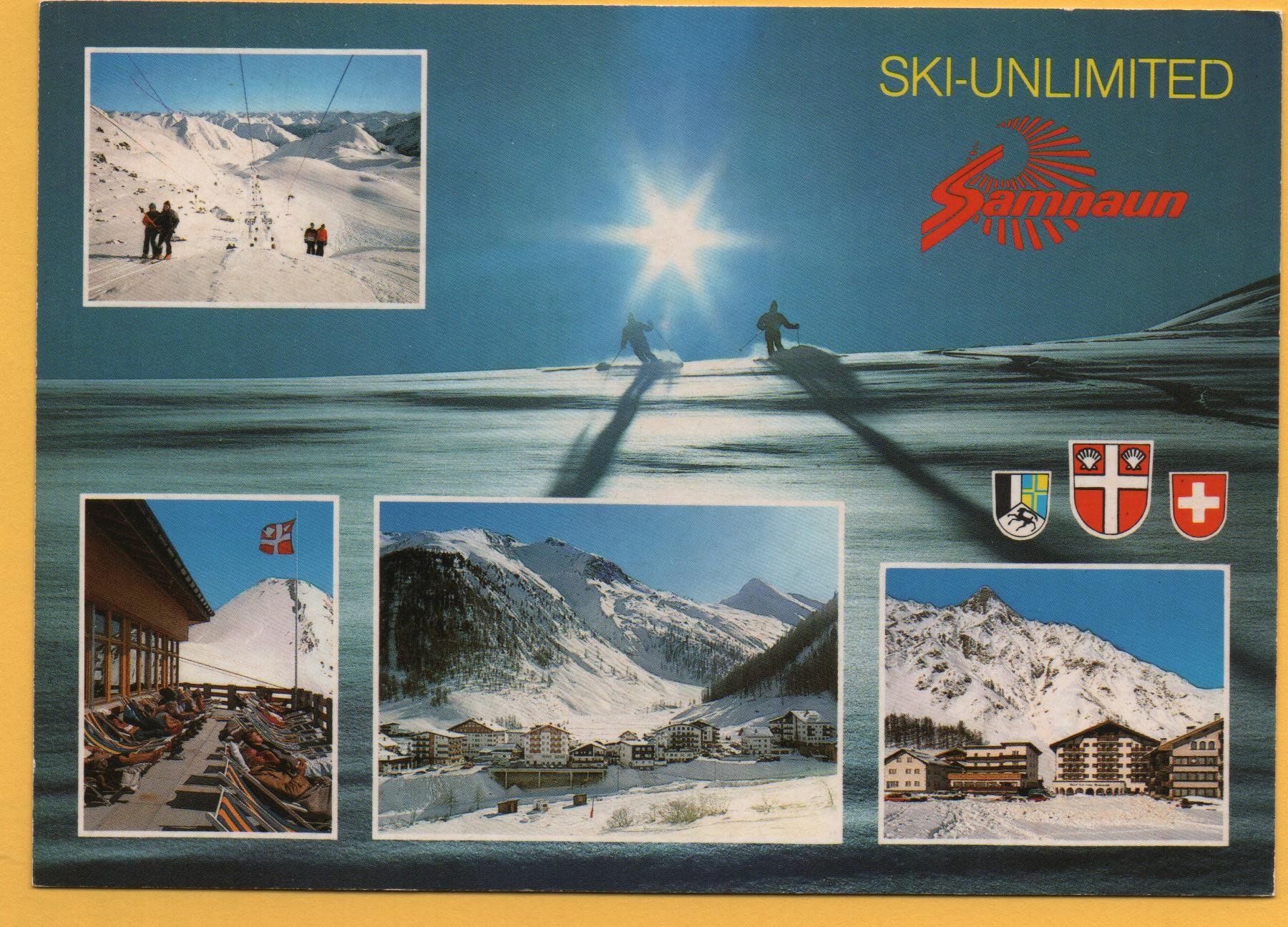 Cartoline postali: SAMNAUN ski-unlimited, Skilift – Usato da Jona venduto da philajona