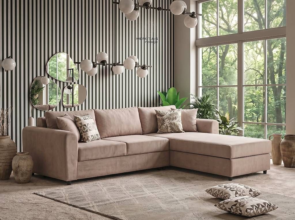 Divani: Beyza Schlaf-Ecksofa Beige  Ausziehbar mit Bettfunktion – Usato da Ebikon venduto da LiCHtMobel