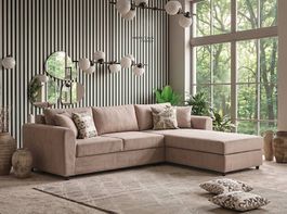 Beyza Schlaf-Ecksofa Beige  Ausziehbar mit Bettfunktion