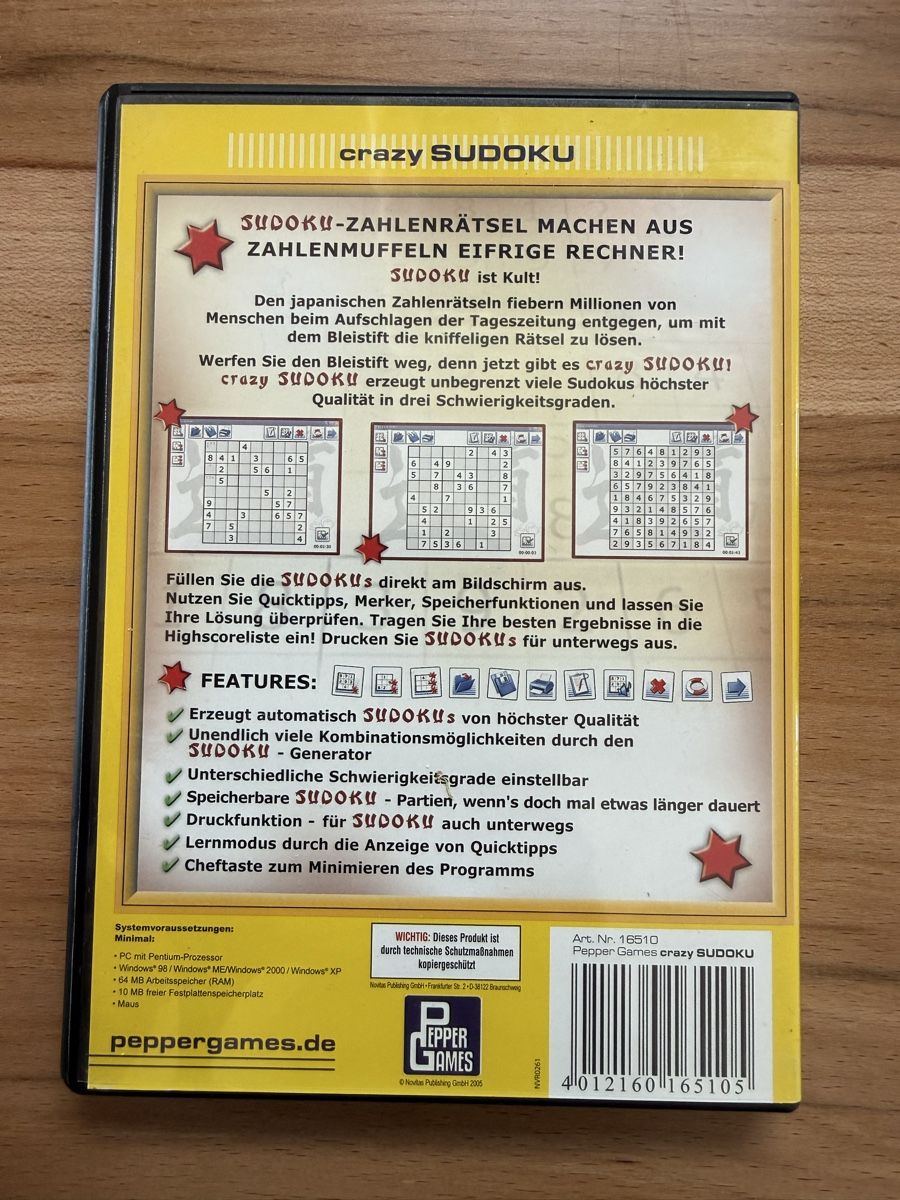 Jeux: PC-Game Crazy Sudoku – Neuf (Voir description) à Grenchen par Bastet007 1