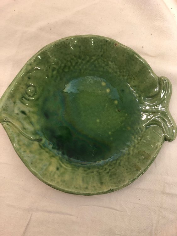 Assiette Vintage Poisson Proceram - 25cm, Céramique Verte, Passe Lave-vaisselle, Occasion
