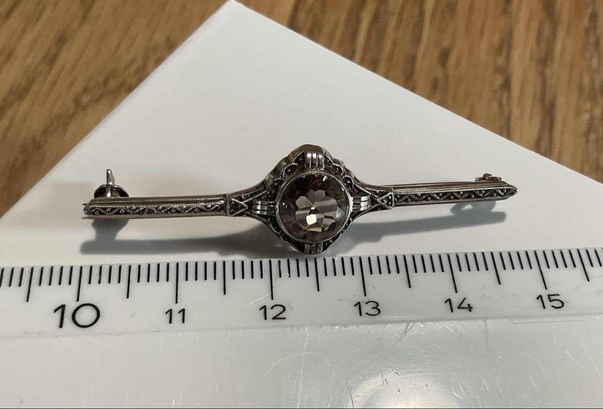 Spille & Fermagli: Hübsche Art Deco Brosche Silber 835, Rauchquarz – Usato da Oberglatt ZH venduto da Silver010 6