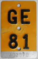Velonummer Mofanummer Genf Genève GE 81