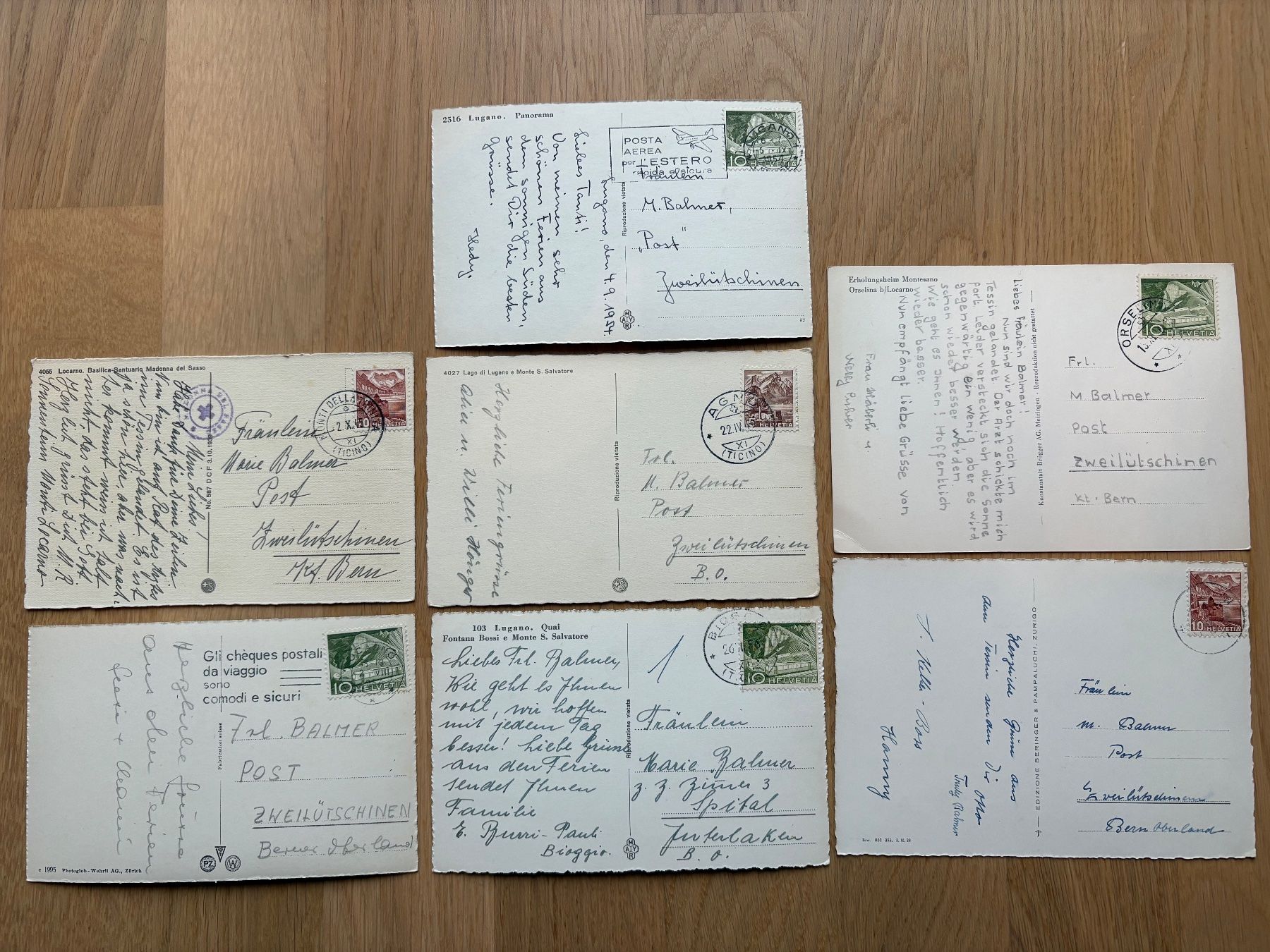 Cartoline postali: 7 alte Ansichtskarten, diverse Sujets aus dem Tessin – Usato da Biel/Bienne venduto da TomBaBi 1