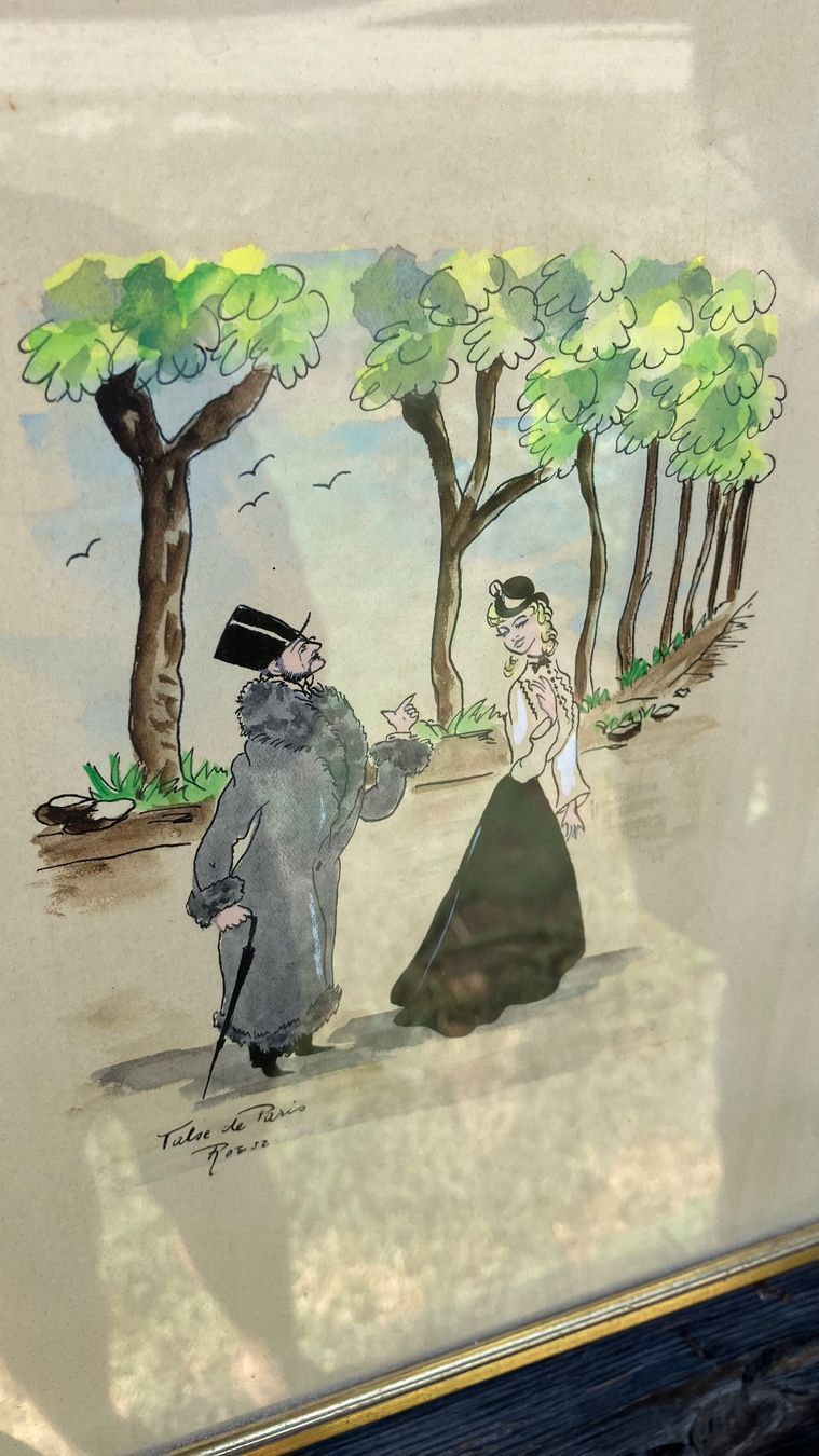 Dipinti: Aquarelle PARIS signé comique – Usato da St-Cierges venduto da LeRegain 2