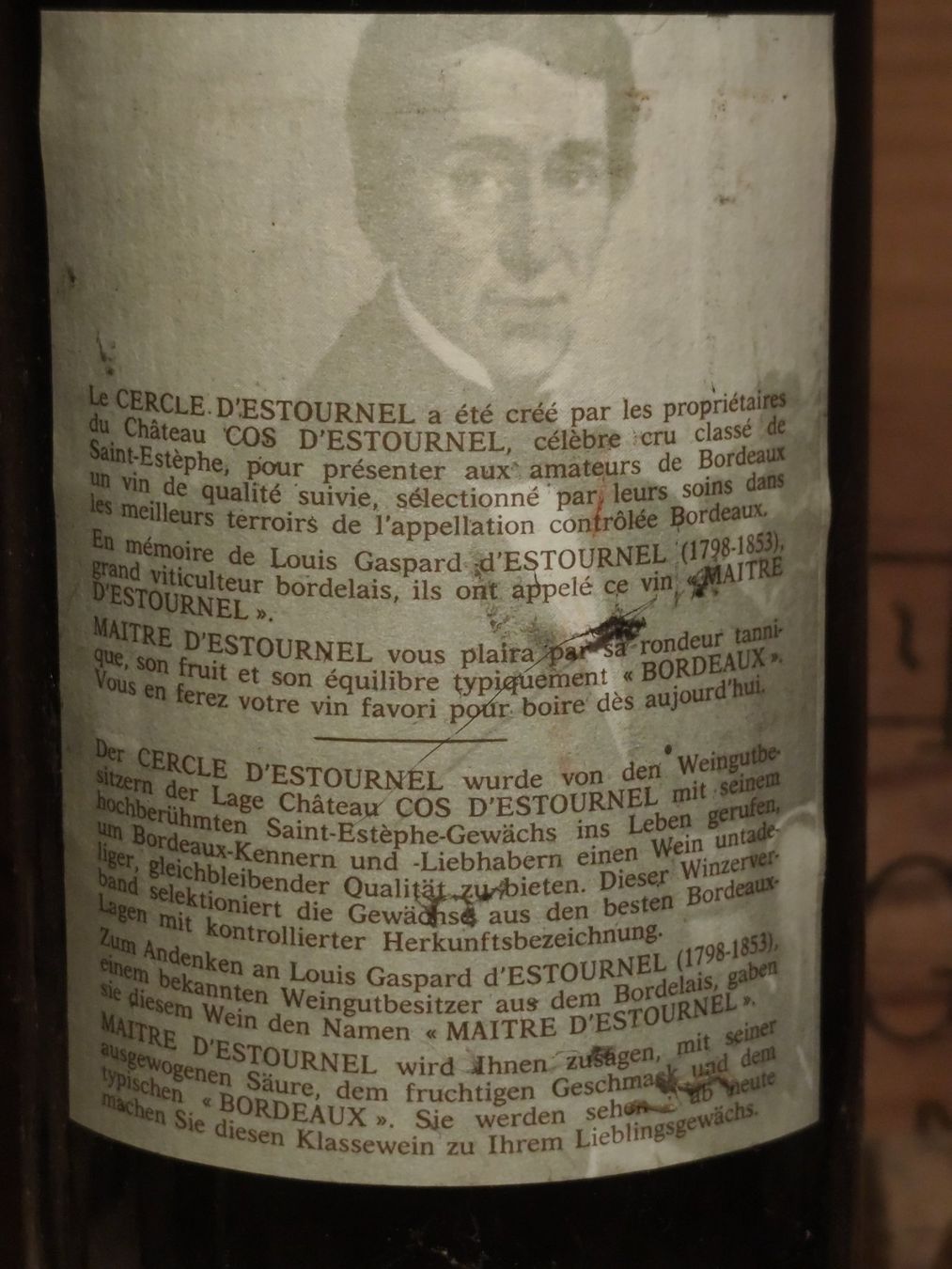 Vino: 1979 Maitre d'Estournel Bordeaux – Nuovo e nell'imballaggio originale da Büsserach venduto da Vintage-vins 4
