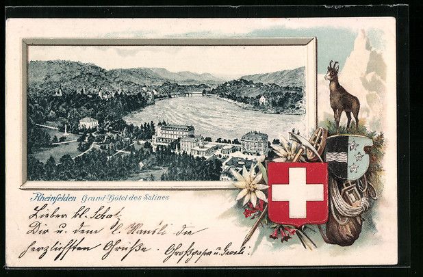 Cartoline postali: Litho Rheinfelden, Grand-Hotel des Salin – Usato da Berlin venduto da bartko-reher