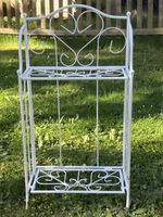 Romantisches Pflanzenregal, Metall, Weiss, für Garten/Balkon
