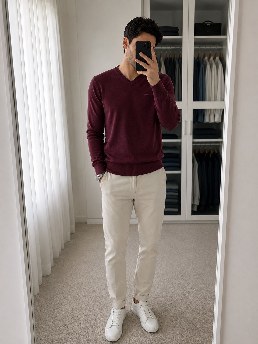 Hugo Boss Pulls & Sweat-shirts: Pullover V-Ausschnitt BOSS Bordeaux Grösse S – D'occasion à Winterthur par fij_f65r