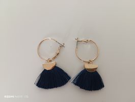 Ohrenringe blau gold, Modeschmuck