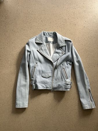Lederjacke IRO Ashville hellblau Grösse 36 Leder