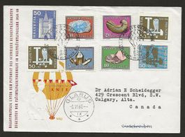 1960 Brief Knie Ballon von Rapperswil nach Canada