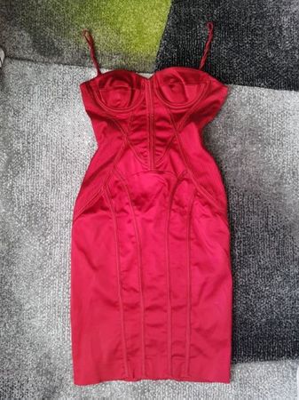 Karen Millen Corsagenkleid Rot Gr. 38 – Bodycon Kleid mit Sc