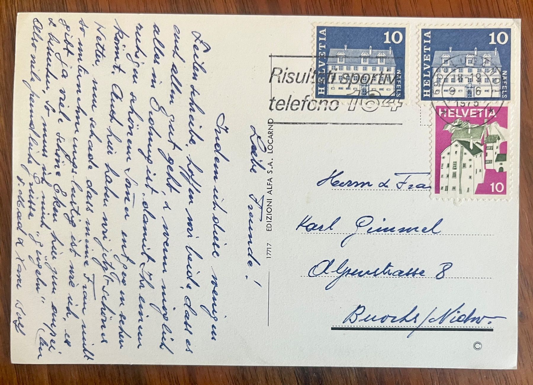 Cartoline postali: Ansichtskarte Lugano gelaufen 1976 – Usato da Basel venduto da so1_nf6l 1