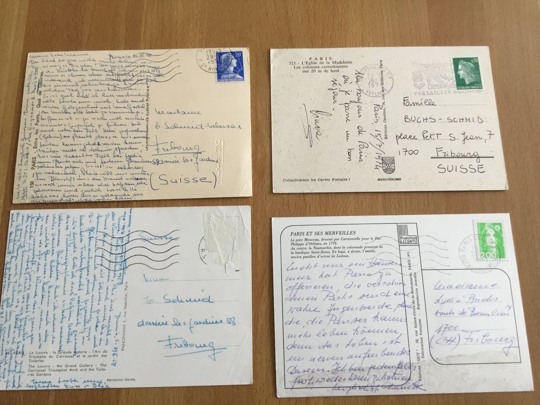 Ansichtskarten: 4 antike Postkarten aus Paris   1958- 1991 – Gebraucht aus Kerzers von Georges3210 1