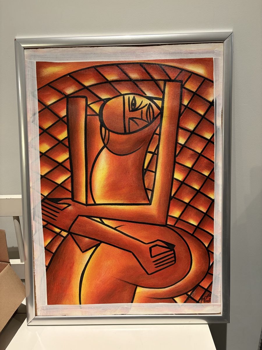 Gemälde: Kunst Bild abstrakte Figur gerahmt – Gebraucht aus Thalwil von Counterdude 6