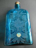 Ekenas-Schnapsflasche «Gustaf Adolf Sveriges» Blau geätzt