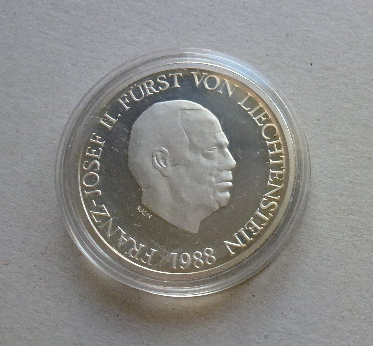 Alle Münzen: Liechtenstein ++ 10 Franken 1988 Silber – Gebraucht aus Walkringen von Casablanca777 1