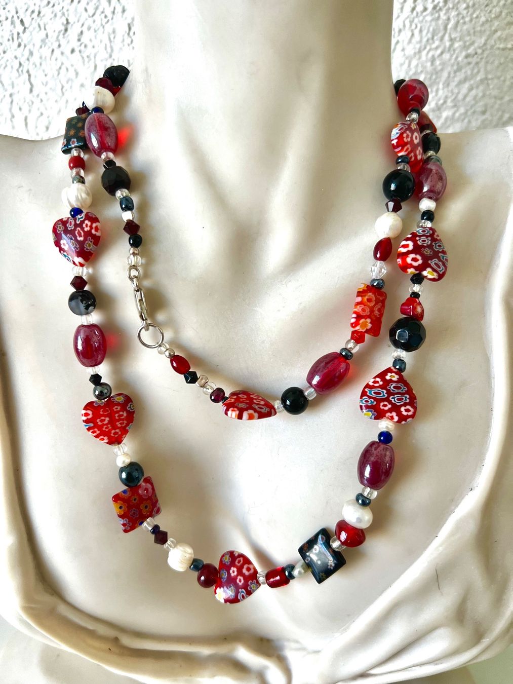Ketten: Murano Millefiori Longkette – echte Perlen & Silber 925 – Gebraucht aus Ruswil von artbyhand 1
