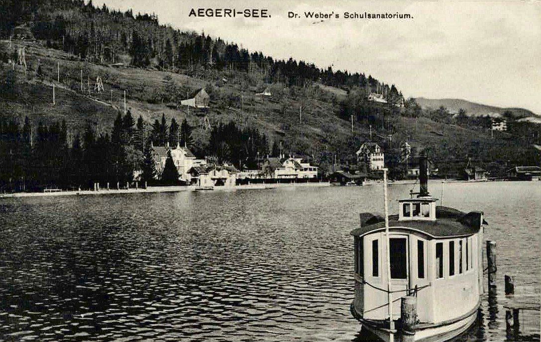Cartoline postali: Ansichtskarte Aegeri-See Dr. Weber's Schulsanatorium - 1912 – Usato da Flums venduto da Guscha1