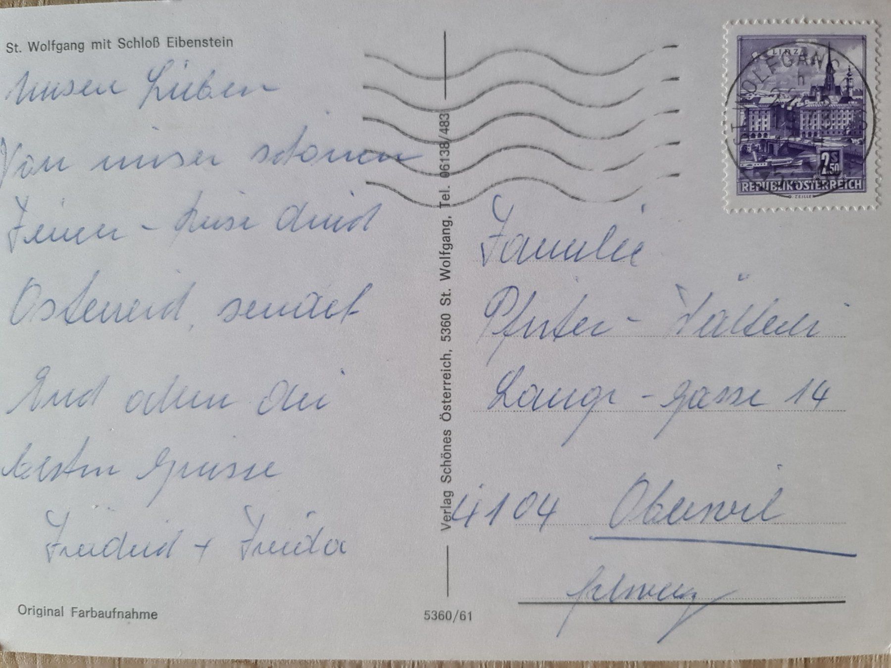 Cartes postales: Ansichtskarte St.Wolfgang mit Schloss Eibenstein – D'occasion à Dintikon par Vexi 1
