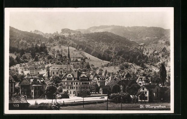 Cartoline postali: St. Margrethen, Ortsansicht mit Kirche u – Usato da Berlin venduto da bartko-reher