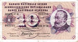 Alte 10 Franken Banknote «Fünfte Banknotenserie (1956)»