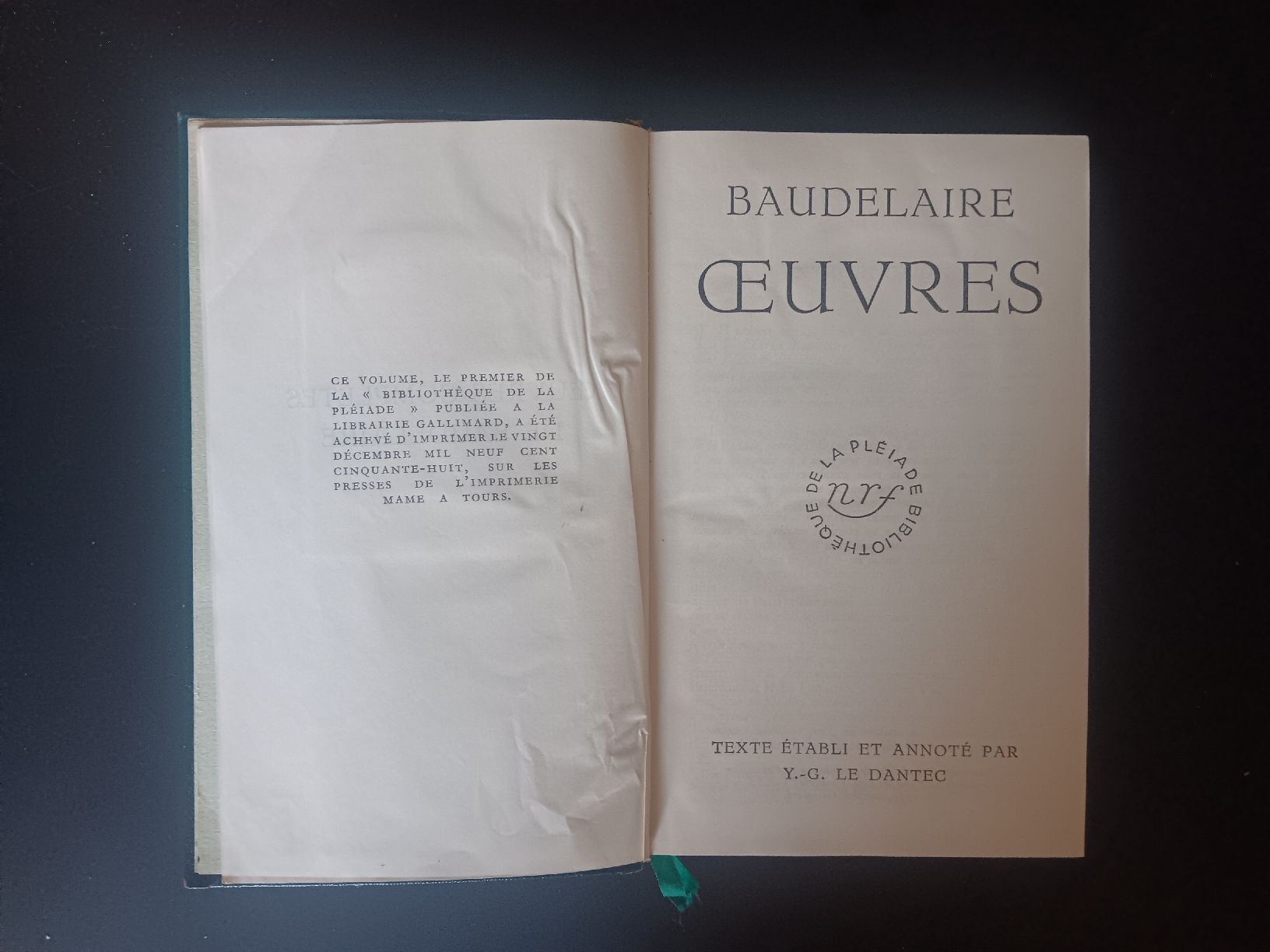 Libri: Baudelaire Œuvres complètes- la Pléiade – Usato da Lausanne venduto da Grabock 1