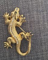 Vintage Gold-Tone Rhinestone Lizard/Salamander Brooch