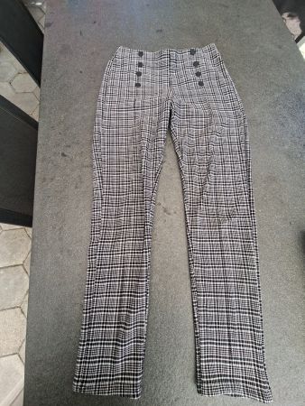 Damen Hose kariert schwarz weiss hoher Bund guter Zustand