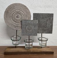 Deko Kerzenständer Shabby Chic, Holz-Metall