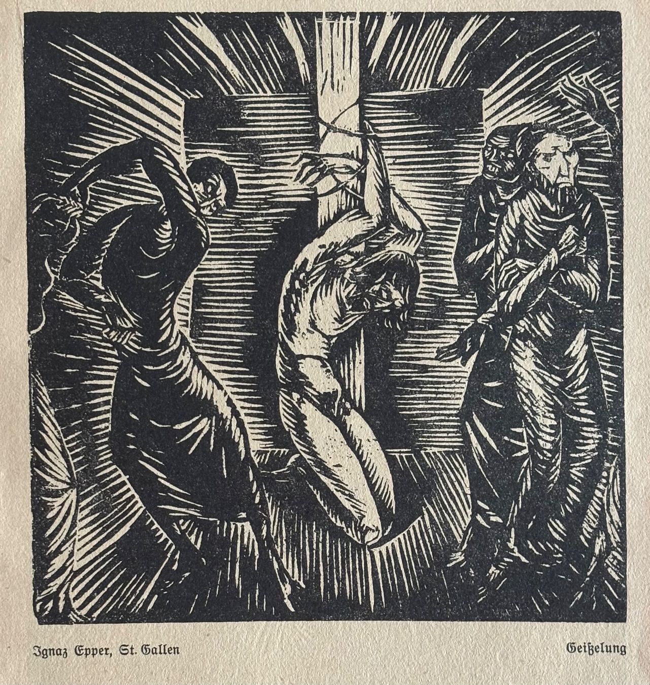 Xilografie: Ignaz Epper, 2x Holzschnitt, Samariter, Geisselung, 1920er – Usato da Frauenfeld venduto da Merk52 3