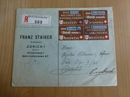 Altstoffmarken 1942, 4er.Block auf Geschäftsbrief 1942