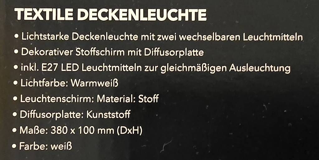 Lampade: Stoff-Deckenleuchte (Lampe) – Usato da Wigoltingen venduto da lumpich 1