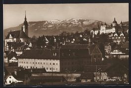 AK Schwyz, Teilansicht mit Kirche