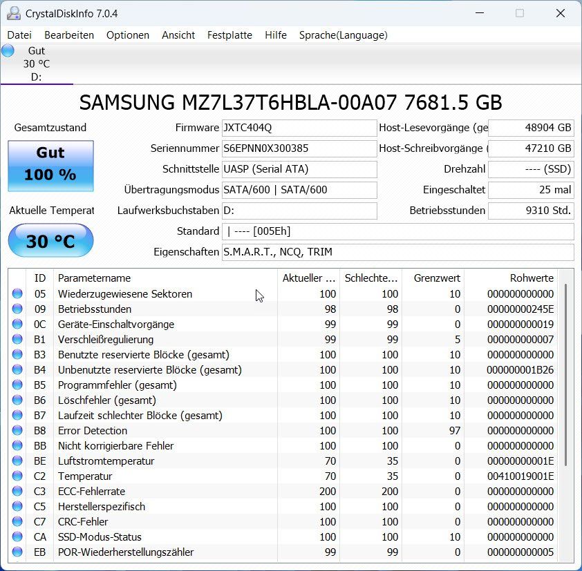 Samsung Harddisks: Samsung Enterprise SSD PM893, 7.68TB – Gebraucht aus Suhr von Heuby 1
