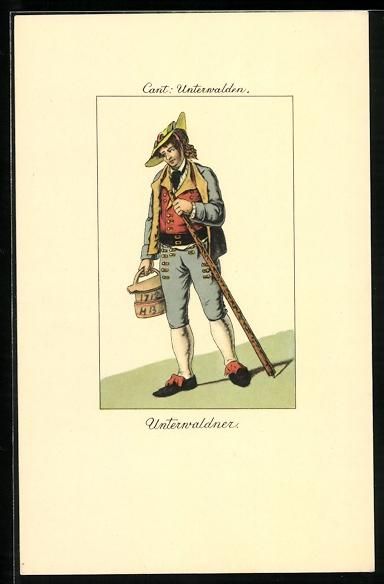 Cartoline postali: Schweizer Wanderer in Unterwaldner Trach – Usato da Berlin venduto da bartko-reher