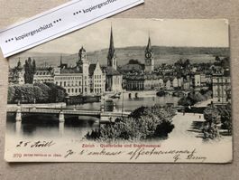 1904 Zürich Quaibrücke und Stadthausquai Nr. 379 AK alt
