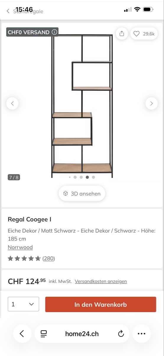 Scaffali: Regal Coogee I Eiche Matt Schwarz 185 cm – Usato da Züberwangen venduto da RoBsELl 5