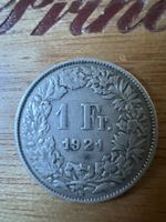 Schweizer Münze 1 Franken 1921 Helvetia Silber geprägt