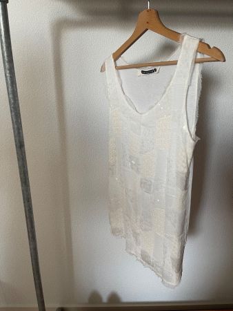 Weisses Pailletten-Top von Two Blue Sisters, Gr. S