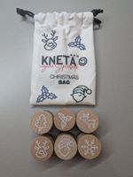Knetä 6 Holzstempel mit Christmas Motiv im Stoffbeutel
