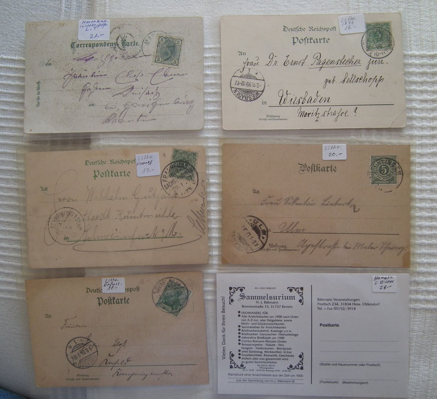Ansichtskarten: Alte Ansichtskarten "Grüsse aus..."  fünf schöne Lithos – Gebraucht aus Kriens von  1