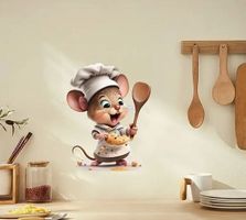 HERZIGER WANDAUFKLEBER MAUS, DER KÜCHENCHEF NEU+OVP