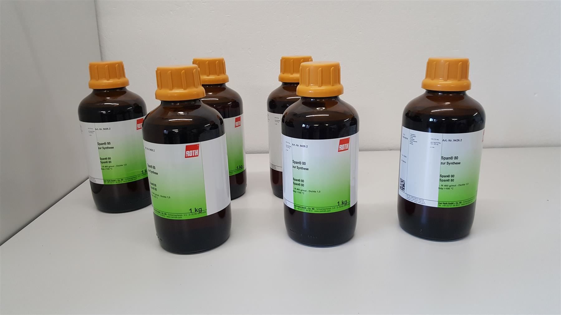 Accessori da laboratorio: 6x1KG Span 80 zur Synthese – Usato da Niederdorf venduto da LeptonAG_Labor 4