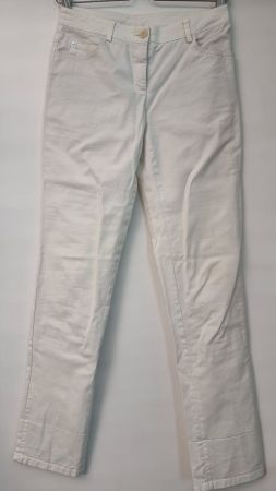 Akris Stoffhose off-white, hoher Bund, grader Schnitt, 34