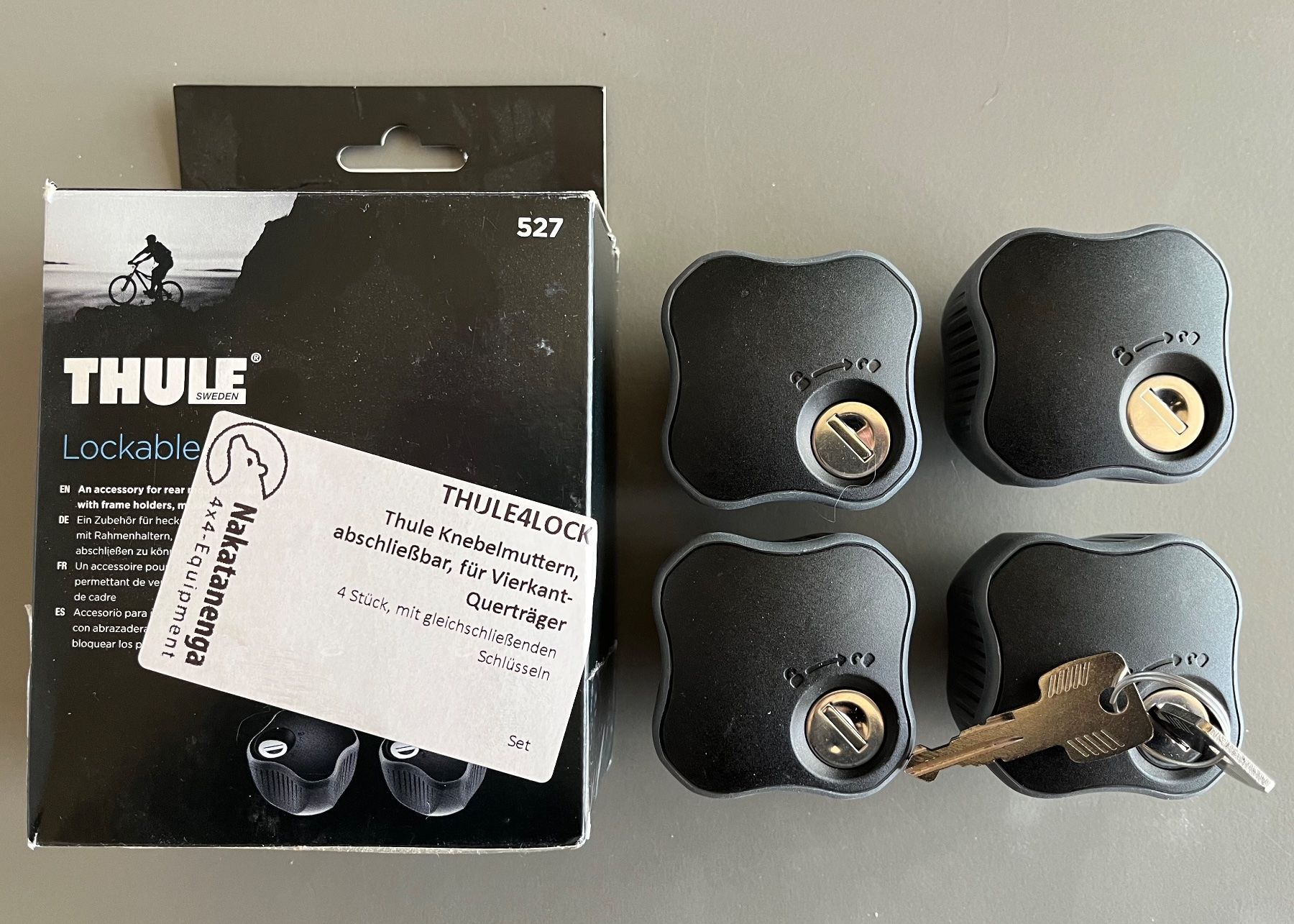 Thule Dachträger: THULE Lockable Knob 527, Knebelmuttern 4 Stück – Neu und originalverpackt aus Gränichen von