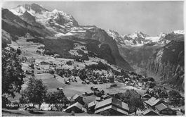 Wengen BE Dorfansicht mit Jungfrau und Breithorn